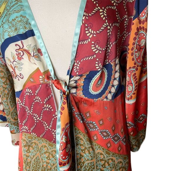 CAbi Women's Multicolor Paisley Patchwork Kimono Size M 3/4 Sleeve - Picture 3 of 6